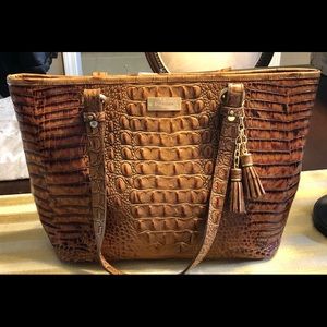 Pecan Melbourne Croc-Embossed Leather Tote